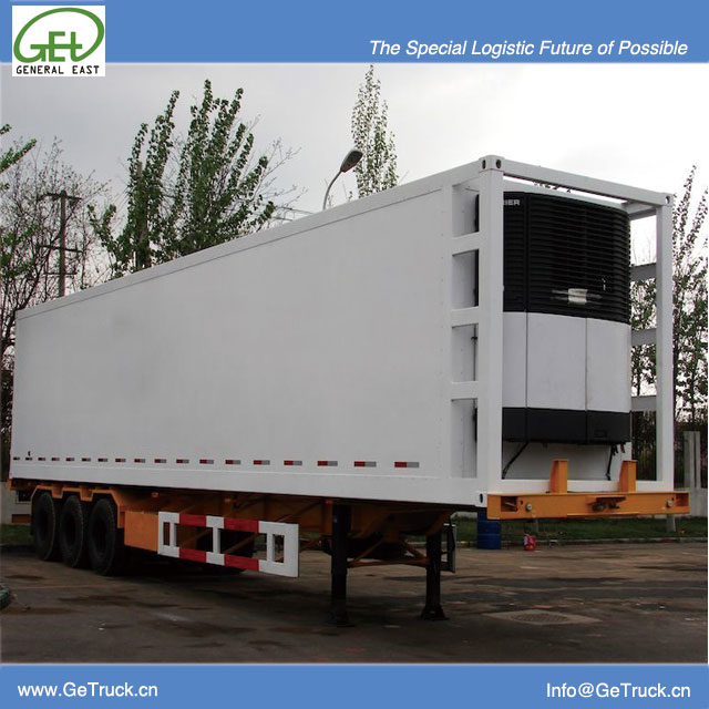 9303XLC-40 Feet 3 Achsen Koegel FRP+PU+FRP Composite Isolier- und Kühlcontainerkoffer Auflieger