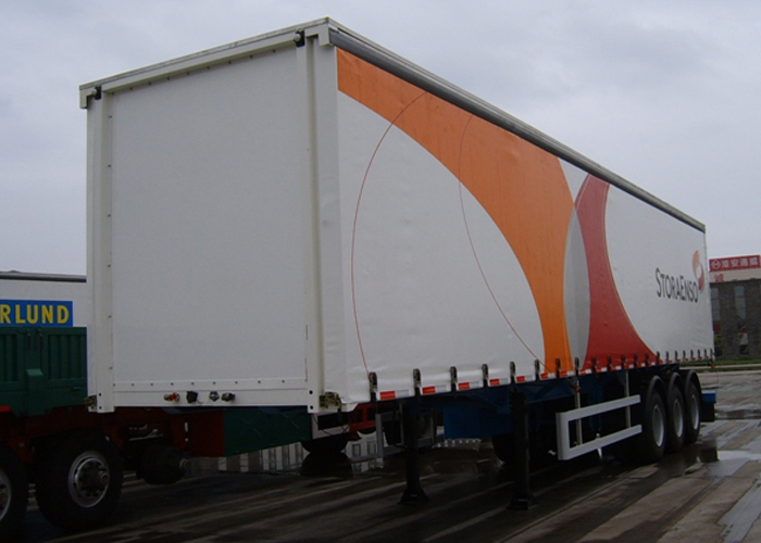 45-Fuß-Drop-Side-Curtain-Trailer mit 3 Achsen für Schüttgüter und Kisten verpackte Fracht, Drop-Side-Sattelauflieger