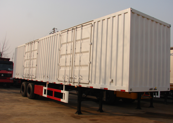 13 m geschlossener Stahl-Trockenfrachtkoffer-Anhänger mit 2 Achsen für Massen- und Kistenladungen, Drop-Side-Sattelauflieger